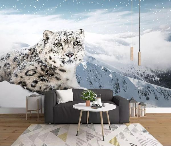 

animal leopard landscape background wall painting modern living room wallpapers