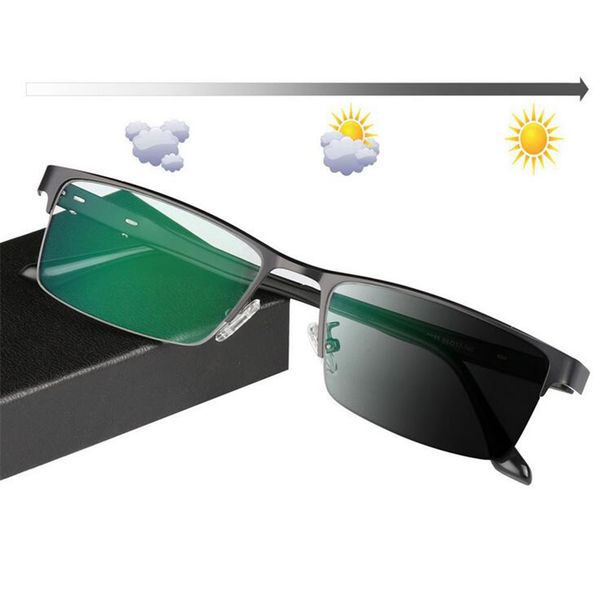 

men's resin pchromic reading glasses sun discoloration gray lense farsightedness eyeglasses +25+50 +75 +100 +125 to +600, White;black