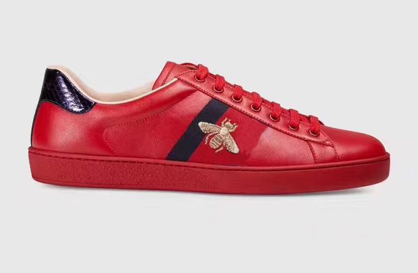 

2019 новое прибытие мода мужчины женщины повседневная обувь роскошная кроссовки обувь лучшие качества из натуральной кожи bee вышитые, Black