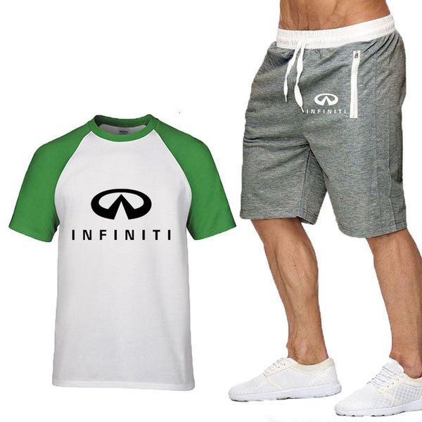 

new 2020 summer men's short sleeve mustang car casual o-neck mens cottont-shirt pants suit 2pcs q