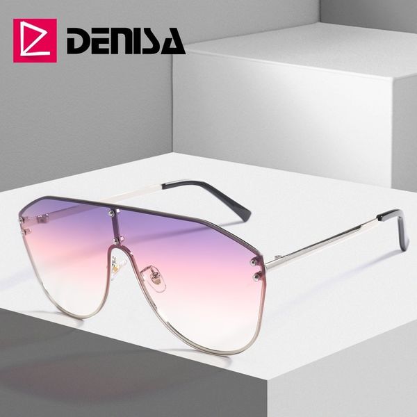 

denisa aviation oversized sunglasses women 2019 new gradient one piece lens ladies sunglasses black mens sun glasses uv400 g2047, White;black
