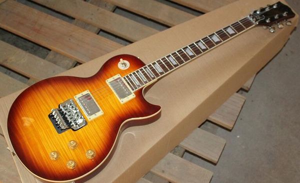 

new fdlp-3057 vs color solid body with tiger stripes cover pearl inlay fretboard tremolo lp electric guitar ,ing
