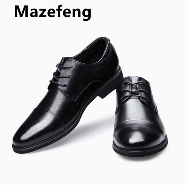 

mazefeng big size 38- 48 new men dress shoes casual gentlemen split leather shoes formal business style slip on men, Black