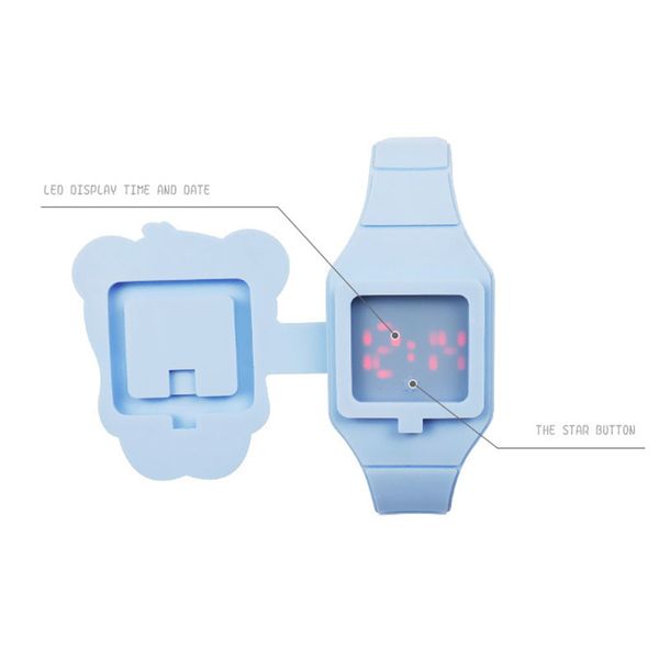 

1 pcs kids led electronic watch silicone band cartoon panda flip case wrist watch lovely gift eig88, Blue