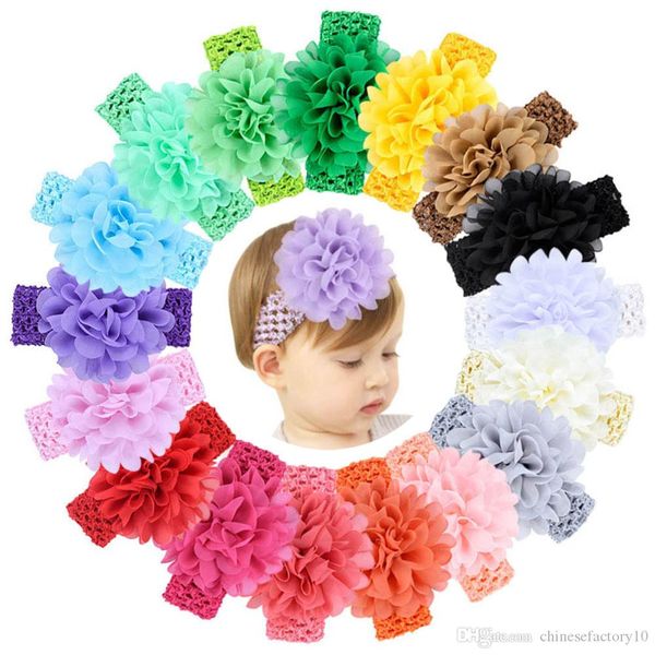 

18 color baby girls headband flower hair accessories hair band baby kids cute designer headdress hoop, Slivery;white