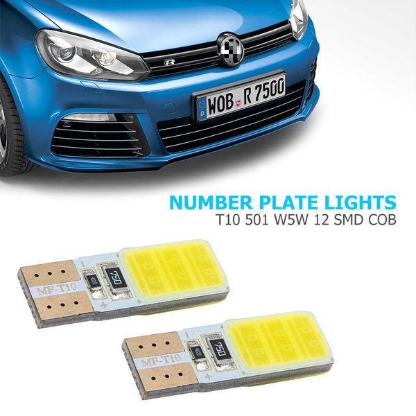 

2pcs t10 cob w5w led white 12 smd car light sidelight bulbs side bulb lamp dc 12v