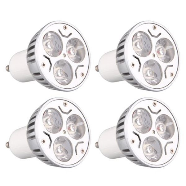 

4 pieces gu10 3w 3led dimmable warm white high power led spotlight spotlight fixture