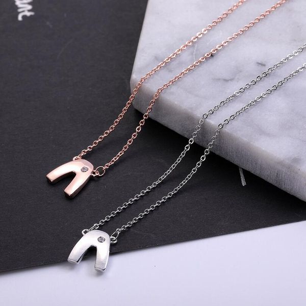 

высокое качество роскошь розовое золото серебро нержавеющая сталь простой ожерелье женская кристаллическая ключица цепи подарок ювелирных из, Silver