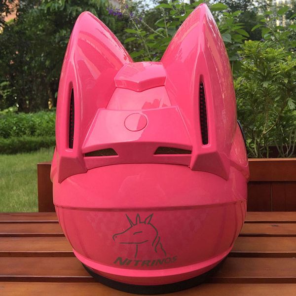 

motorcycle helmet nitrinos brand cat horns moto helmet motorbike casco moto modular women cat full face casque