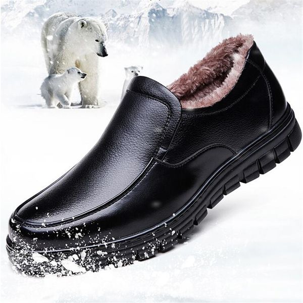 

casual winter shoes men genuine leather shoes men boots business loafers dress sheos chaussure homme botas hombre size 46, Black
