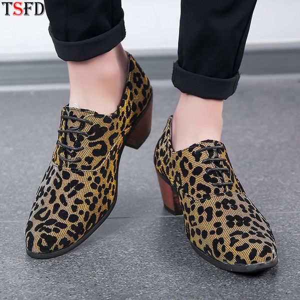

pointed mens shoes fashion casual sneaker shoes man loafers leather office yellow eopard print heels y11, Black