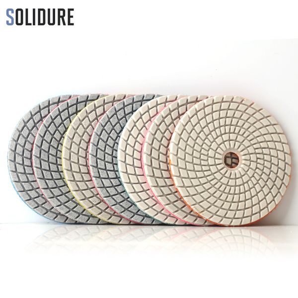 

7pcs/set 4 inch 100mm spiral shape diamond polishing pads for wet polishing granite,marble engineered stone sanding disc