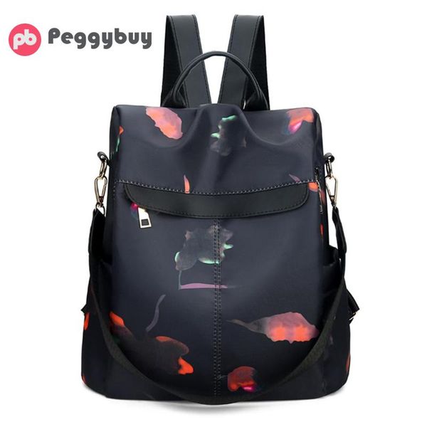 

2019 print casual oxford backpack women black waterproof nylon school bags for teenage girls fashion travel tote backpack