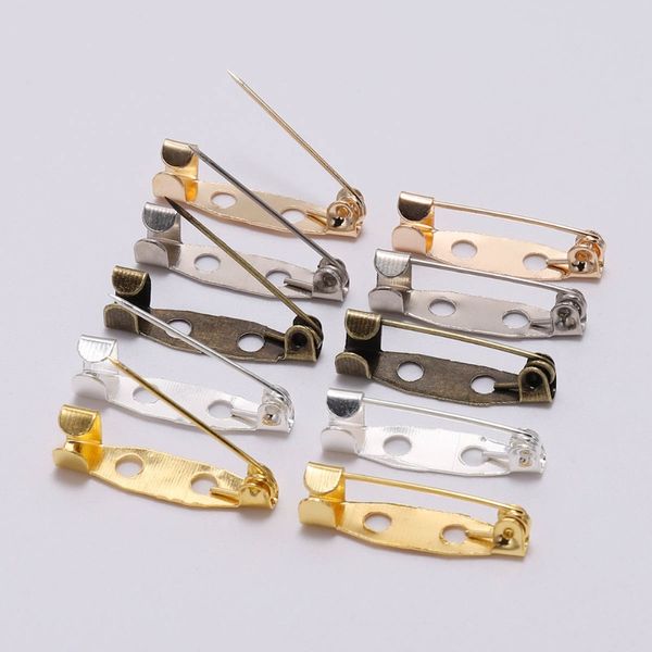 

50pcs/lot 15 20 25 30 35 mm silver kc gold brooch clip base pins safety pins brooch settings blank base for diy jewelry making, Blue;slivery
