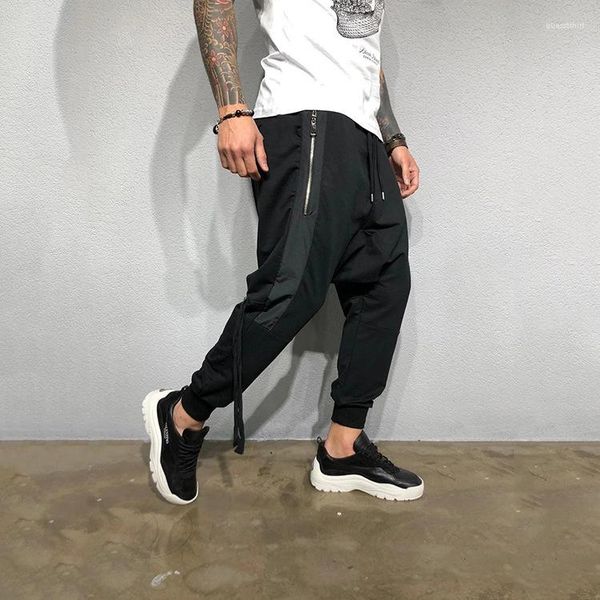 

men fashion sports casual sweat joggers pantalones 2020 mens designer harem pants trousers, Black