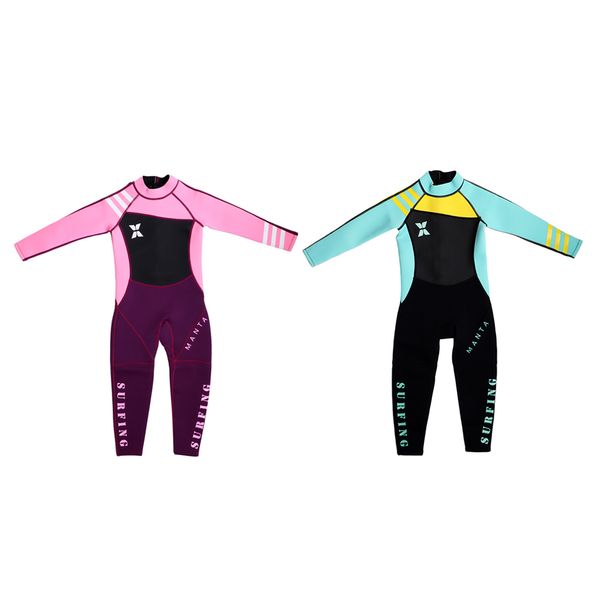 2pcs girls full body swimsuits spf50+ beach surf winter swimwear long sleeve