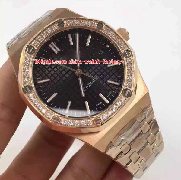 

10 style elling watch 41mm offshore diamond 15400 15400or.oo.1220or.01 18k gold asia mechanical automatic mens watches, Slivery;brown