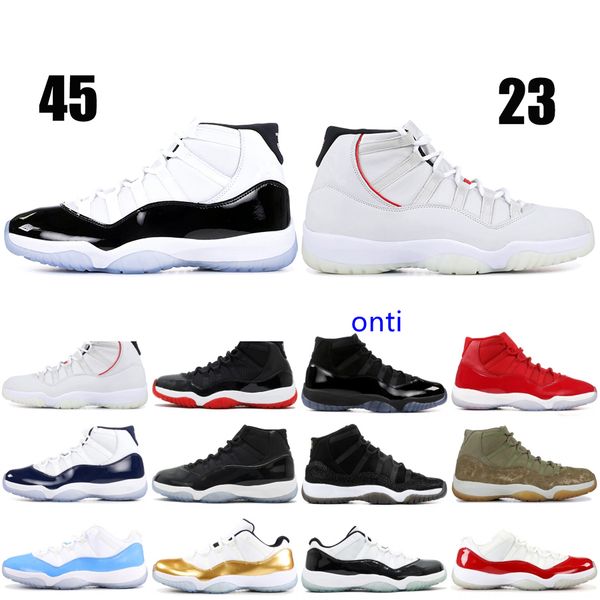 

11 xi mens basketball shoes concord bred olive lux platinum tint space jam unc 2019 xi designer shoes men sport sneakers 36-47, Black