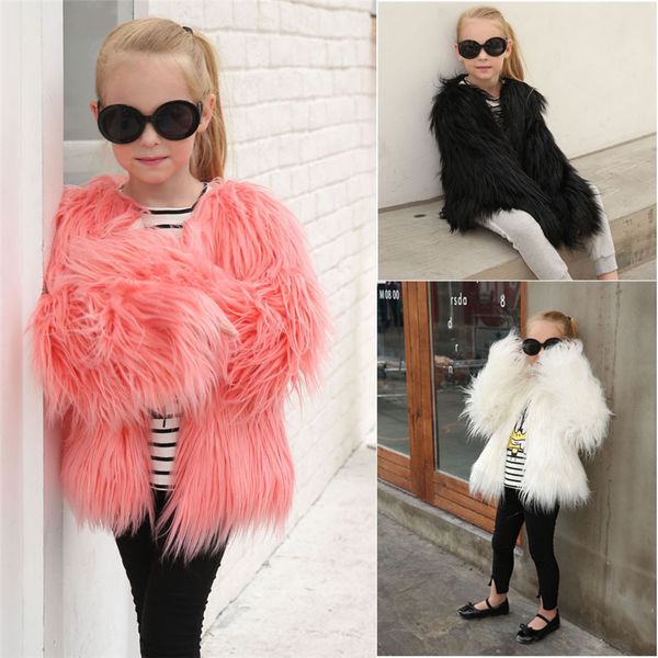 

2018 дети пальто девушки зима одежда для младенцев coat детские ребёнки осень зима искусственного меха куртки пальто толстые верхняя одежда, White