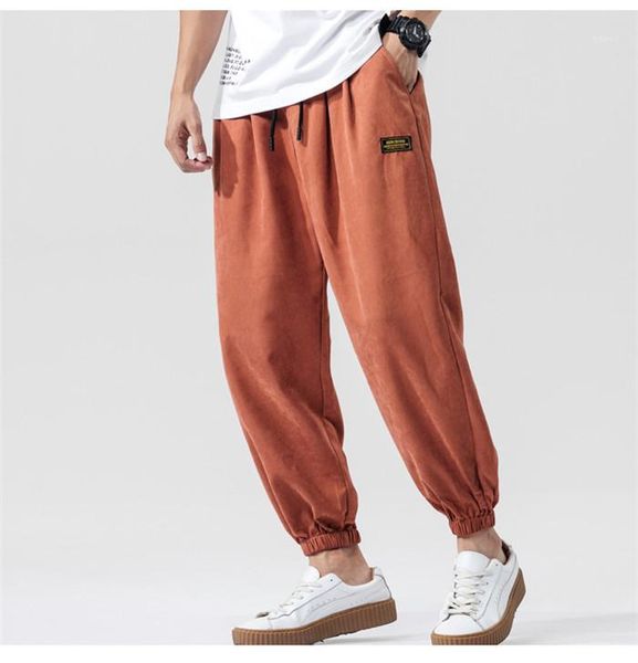 

упругие талии до пят мужчины sweatpants street тенденция беговые брюки плюс размер ретро сыпучие pant мужские повседневные брюки шаровары, Black