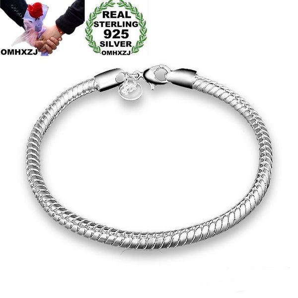 

omhxzj wholesale personality fashion woman girl party wedding gift silver flat snake chain 925 sterling silver bracelet br126, Golden;silver