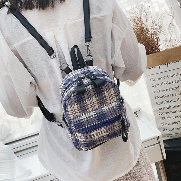 

2020 new women's backpack korean version of the lattice ladies backpack casual ladies