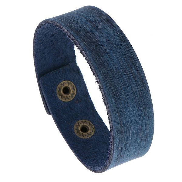 

jmbb wide 2cm fashion jewelry punk blue leather bracelets for lover simple scratch old processing bangle fj012, Golden;silver