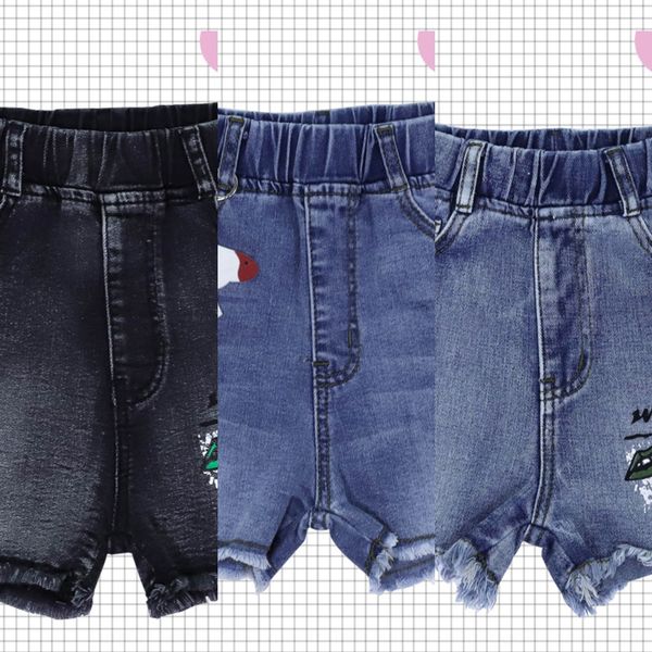 

vos3u girls' jeans 2020 summer dress fashionable outdoor woolen jeans pants shorts panty shorts medium and large children's childr, Blue