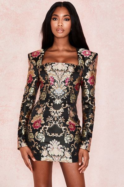 

celebrity fashion long sleeve bodycon dress homecoming party elegant dress, Black;gray