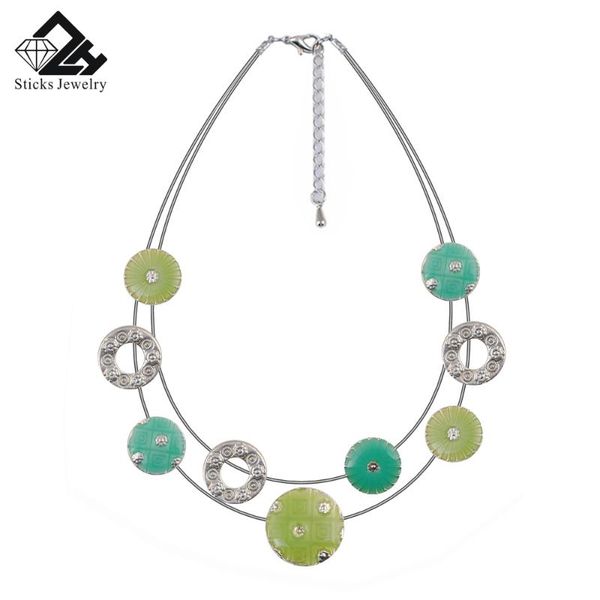 

charm necklace pendant mixed color enamel fashion jewelry for women, Silver
