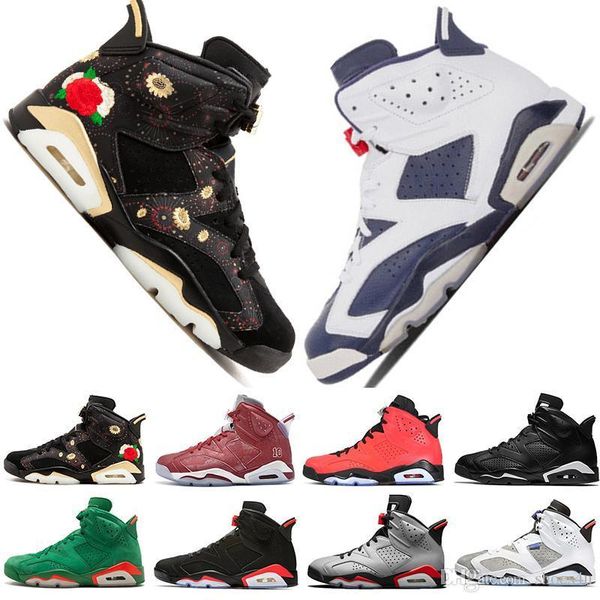 

new 2019 bred vi 6 6s mens basketball shoes infrared 23 3m reflective tinker gatorade green oreo men sports sneakers designer trainers