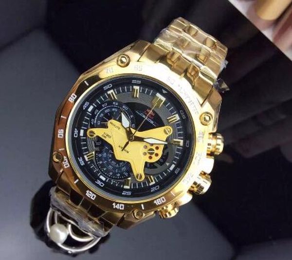 классическая мода бесплатная доставка EF-550 EFR часы с золотой оправой дизайнерские мужские стальные полосы CAS кварцевые мужские часы серебристо-черный
