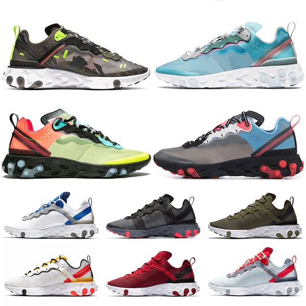 

undercover react element 87 running shoes for men women react 55 camo wolf grey red blue volt racer pink trainers, White;red