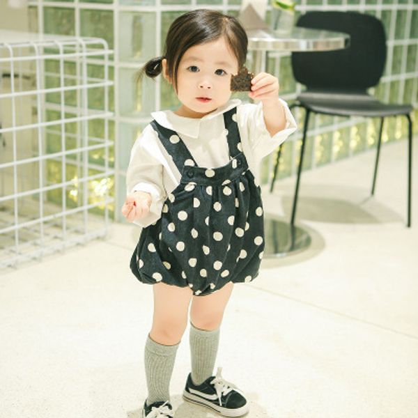 

2020 new children's clothing korean version of the autumn baby infant overalls baby bread pants cotton plaid shorts, Blue