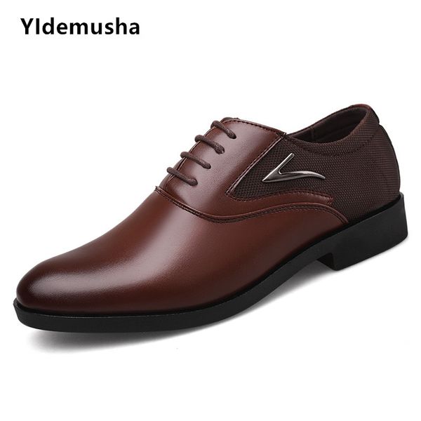 

spring office men dress shoes autumn men formal shoes pu leather luxury new fashion groom wedding oxford dress, Black