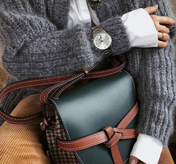 

designer shoulder bag saddle bags bow decoration fashion textured /cfy2002263