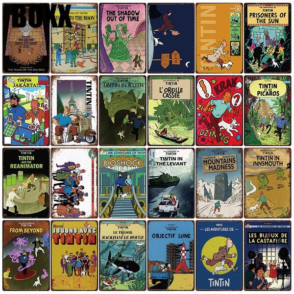 

тинтин и собака оловянный плакат металлический знак домашнего декора бар настенная художественная роспись 20*30 см размер