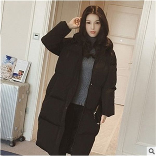 

women's down jacket winter female jacket fashion hooded long down coat cotton thick warm slim warm coat outerwear parkas, Black