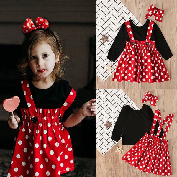 

children clothing toddler baby kid girls solid dot ruched high waist overall skirt dress girls 2019 autumn outfits set m50#, White