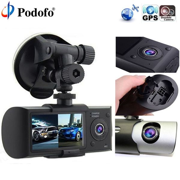 

Podofo 2.7" TFT LCD Registrar Dual Lens Vehicle Car DVR Camera R300 GPS Dashcam Video Digital Video Recorder Dash Cam G-sensor