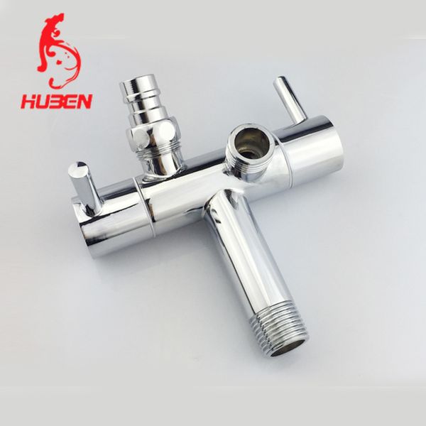 

factory direct huben bathroom one-in-two access wall dual-function double water toilet spray gun copper angle valve