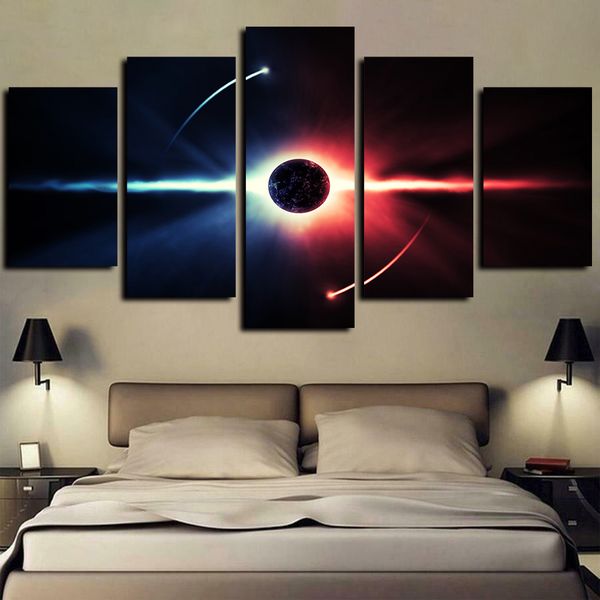 

giclee canvas prints 5 panels modern artwork outer space planet paintings universe posters printed on canvas wall art for home decor