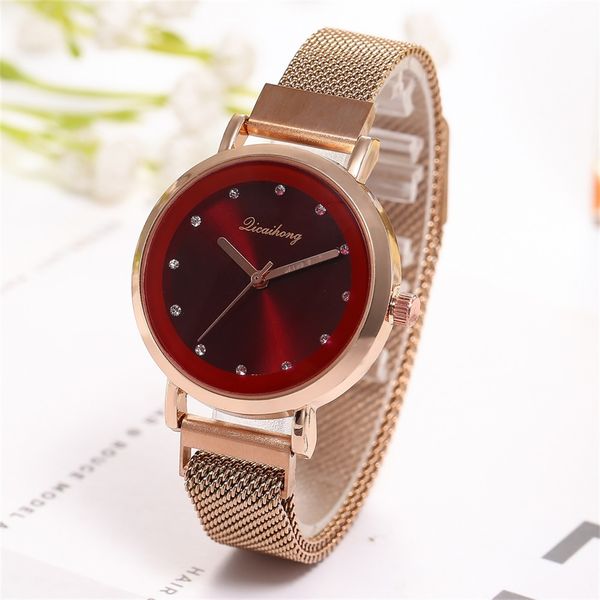 

luxury watch women dress bracelet watch fashion simple fashion creative ladies creative pattern quartz clock #4001, Slivery;brown