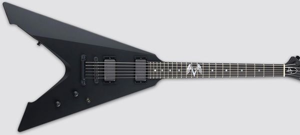 

ltd metallic james hetfield vulture matte black flying v electric guitar satin finished, active emg pickups 9v battery box, black hardware