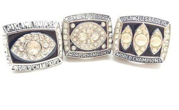 

Fine new fine 3pc et 1976 1980 1983 oakland raider world champion hip ring olid ring drop hipping men ring 3piece lot