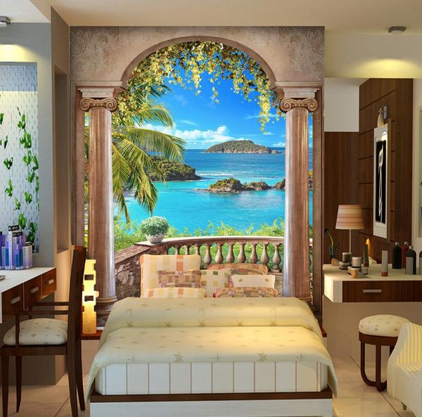 

self-adhesive] 3d sea outside the balcony 35756 wall paper mural wall print decal murals