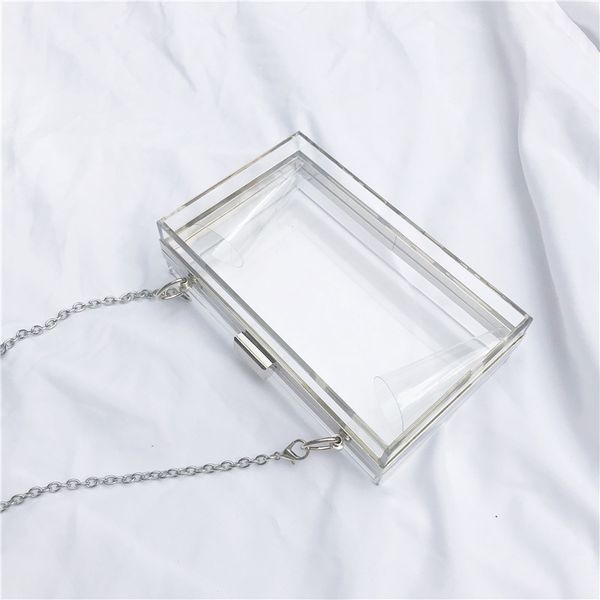 

transparent acrylic hard-surface clutch bags for women simple business box bag handbags outdoor purse crossbody shoulder pouch