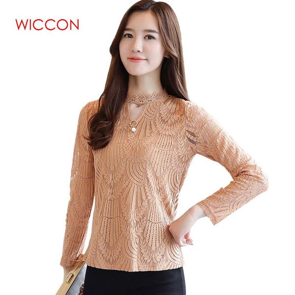 

весна осень женщины кружевная блузка с длинным рукавом модные блузки и рубашки вязание крючком blusas повседневная женская одежда плюс разме, White