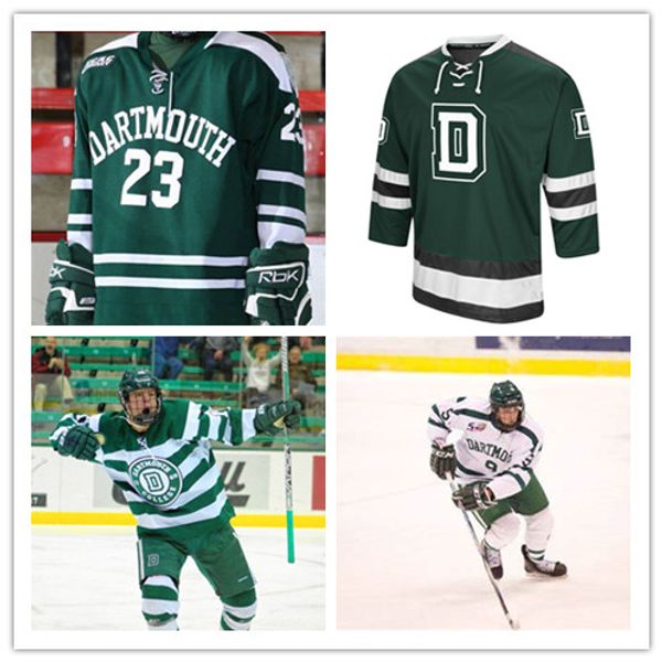 

custom men's dartmouth big green hockey jerseys white green 100% stitching custom any name number hockey jerseys, Black