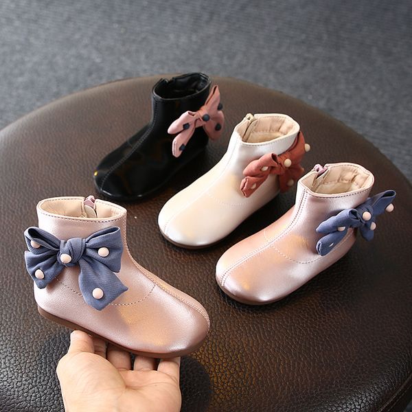 

зимняя девочка casual boots лук принцесса хлопок сапоги 1-3 лет детская обувь малышей зимние, Black;grey